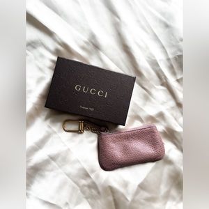 Gucci Pink Leather Key Cles Keychain